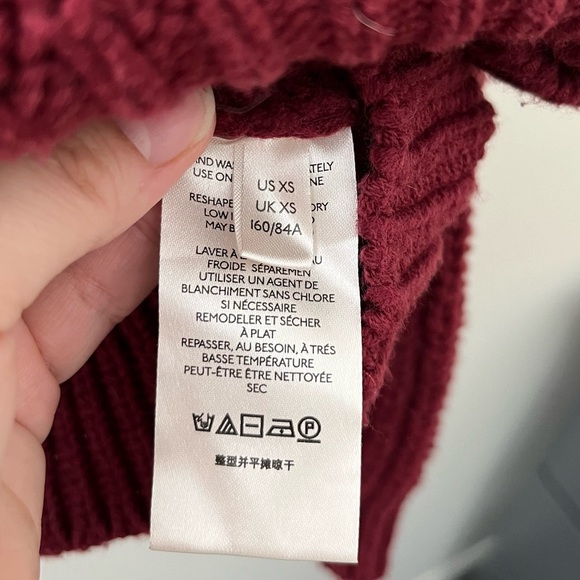 Free People Swim To Deep Turtle Neck Sweater Deep Red Chunky Knit Women's XS - Picture 11 of 13